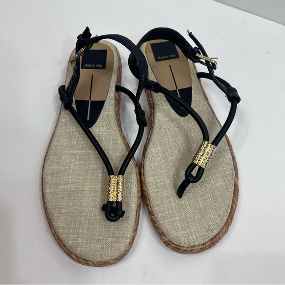 Dolce Vita black and gold espadrilles/ flat sandals - Picture 4 of 7